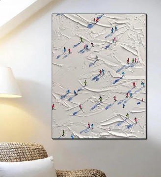 Esquiador en una montaña nevada, arte de pared, deporte, nieve blanca, decoración de la habitación de esquí de Knife 12 Pinturas al óleo